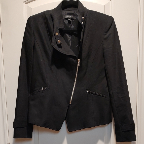 Ann Taylor Jackets & Blazers - Ann Taylor Black Zip-Front Blazer Mock Neck Button Up